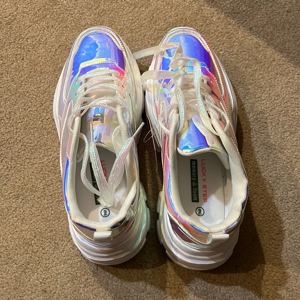 Reflective, rave sneakers never worn
